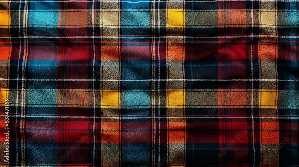 Vibrant plaid composition with detailed texture and seamless pattern. Perfect for artistic projects with flat illustrations. Vibrant plaid composition with detailed texture and seamless pattern. Perfect for artistic projects with flat illustrations.