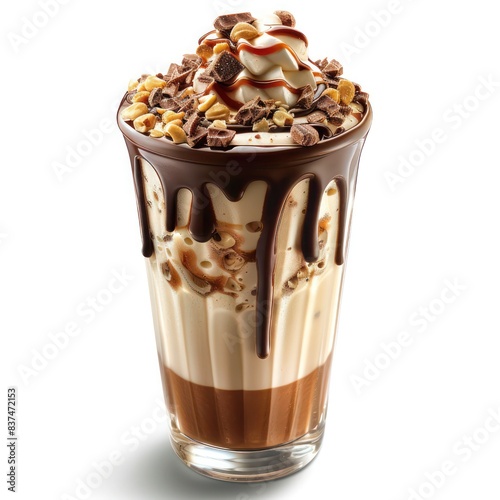 a glass of wholesome goodness full of love, indulge in the whole chocolate milkshake experience, loaded with rich dark chocolate and whipped cream  photo