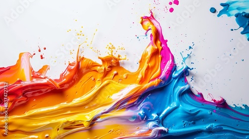 Abstract splash of paint, bright and colorful, artistic texture, copy space