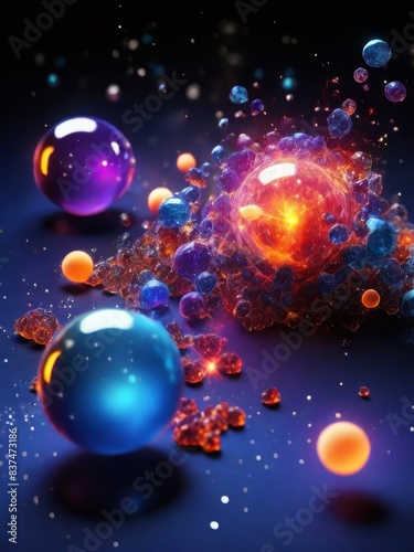 illustration of matter and antimatter particles interacting. photo