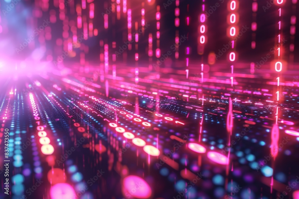 Obraz premium Digital Binary Technology Background created with Generative AI