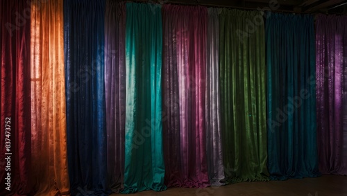 A marketplace where vendors sell magical curtains that change color to reflect the mood of the room  and tell the tale of a curious customer who buys one 