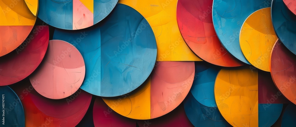 Abstract geometric shapes, bold colors, modern art, dynamic design, copy space Abstract geometric shapes, bold colors, modern art, dynamic design, copy space
