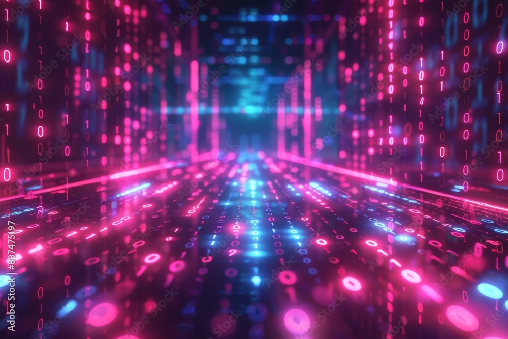 Digital Binary Technology Background created with Generative AI Digital Binary Technology Background created with Generative AI