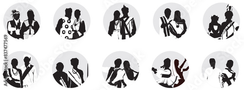 indian traditional people dress silhouette avatar profile