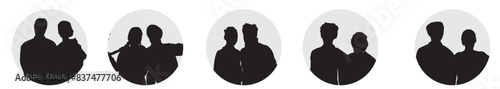 indian traditional people dress profile silhouette set avatar
