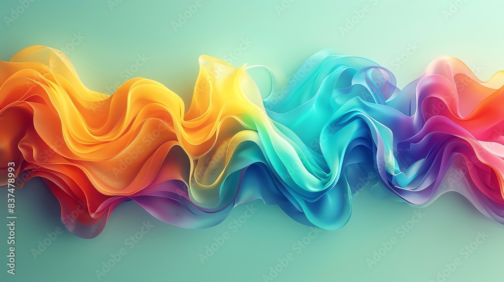 rainbow colors, wave gradient shape over Jade green background, round, centered rainbow colors, wave gradient shape over Jade green background, round, centered