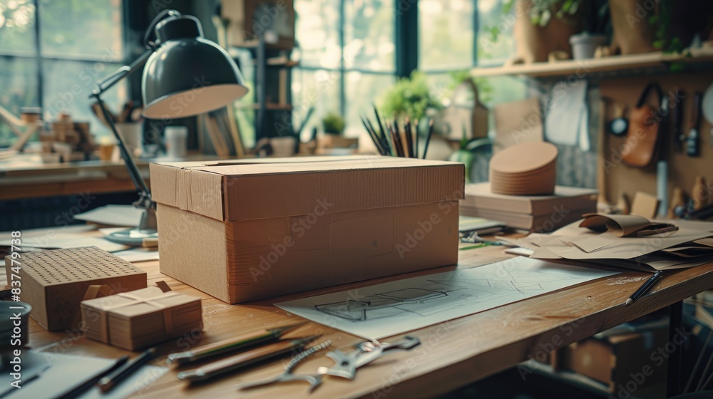 Creative Process Unveiled Designer's Desk with Craft Paper, Sketching