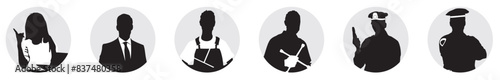 occupation avatar profile silhouette set profession