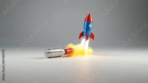 the rocket toys takes off on the spur. seamless and looping animation background photo