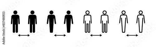 Social distance icon set. social distancing icon. self quarantine sign