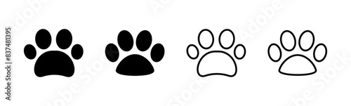 Paw icon set. paw print icon vector. dog or cat paw