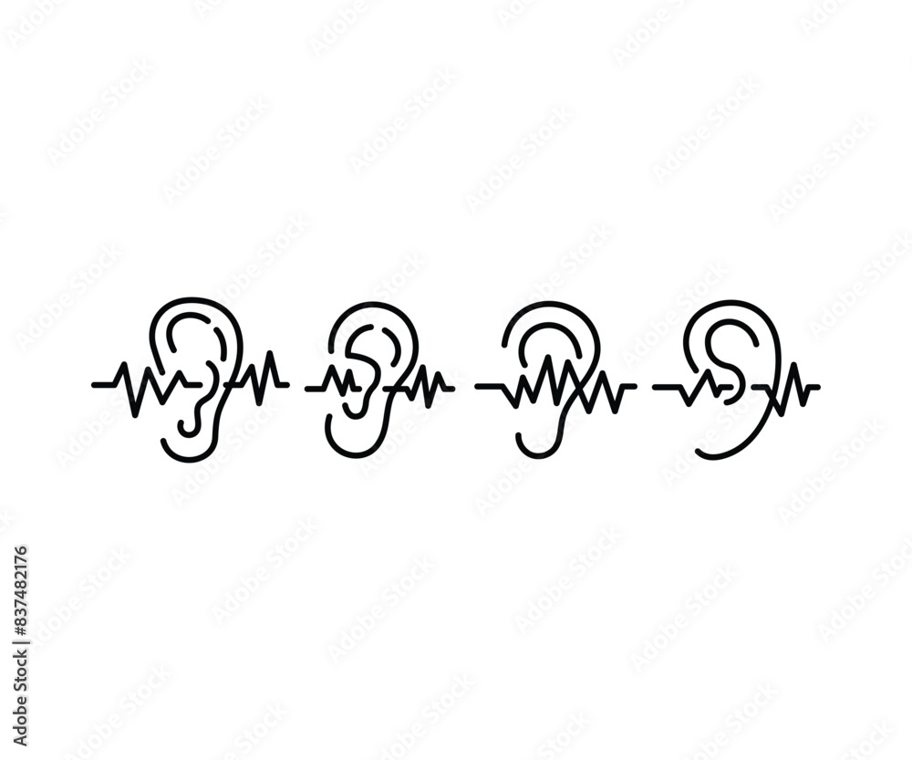 hearing test icons symbol vector design simple line black white flat illustration collections set isolated hearing test icons symbol vector design simple line black white flat illustration collections set isolated