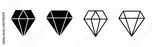 Diamond icon set. diamond gems vector icon.