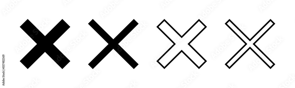 Close icon set. Delete icon vector. cross sign Close icon set. Delete icon vector. cross sign