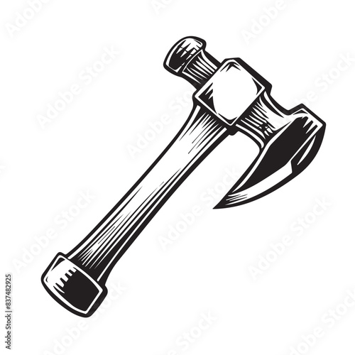 Hammer in cartoon, doodle style . Image for t-shirt, web, mobile apps and ui. Isolated 2d vector illustration in logo, icon, sketch style, Eps 10, black and white. AI Generative