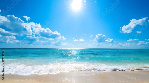 Beautiful Beach with Blue Sky and Bright Sunshine