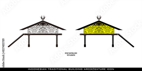 Betang Traditional House Icon, West Kalimantan, a series of architectural icons for traditional Indonesian houses