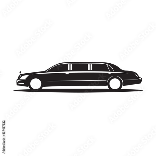 Limousine in cartoon, doodle style . Image for t-shirt, web, mobile apps and ui. Isolated 2d vector illustration in logo, icon, sketch style, Eps 10, black and white. AI Generative