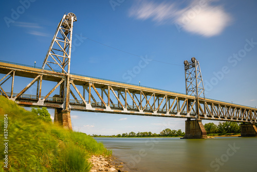 The Meridian Bridge, Yankton's Signature Landmark 3,013 feet long double-deck bridge, opened in 1924, across the Missouri River between Nebraska and South Dakota photo