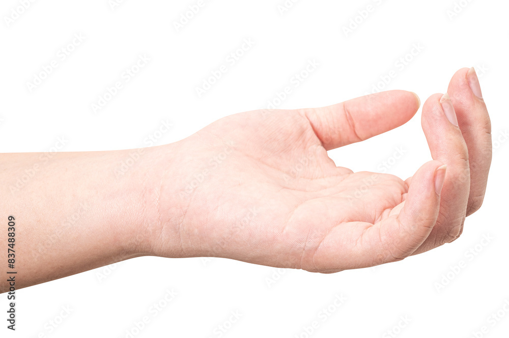 Male hand reach and ready to help or receive. Gesture isolated on white background. Male hand reach and ready to help or receive. Gesture isolated on white background.