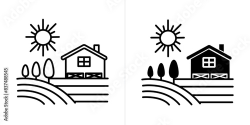Farming editable stroke and solid web icon set. Vector illustration