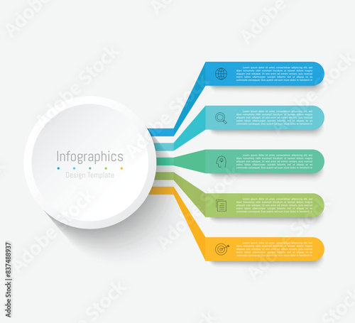 Infographic 5 options design elements for your business data. Vector Illustration.