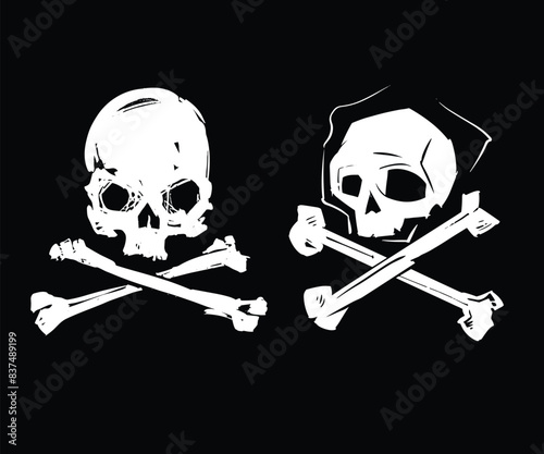 Vector illustration sketch of the skull and crossbones