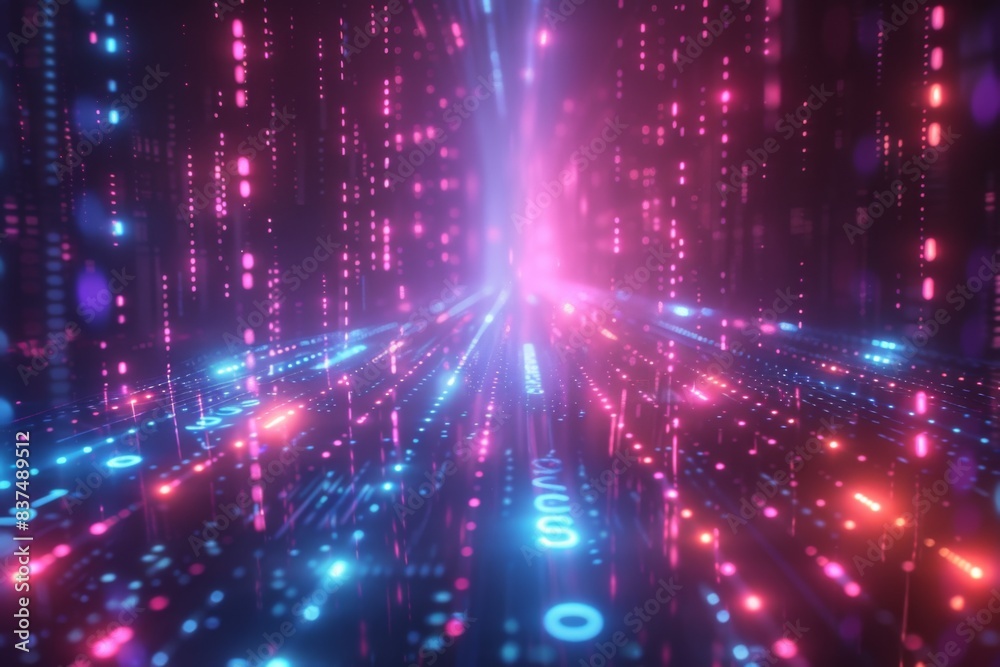 Obraz premium Digital Binary Technology Background created with Generative AI