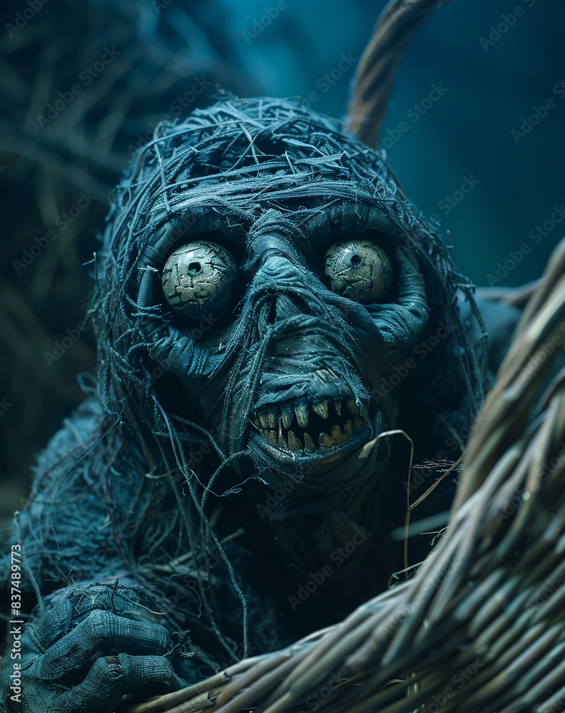 Professional portrait of basket monster, horror cinematic Professional portrait of basket monster, horror cinematic