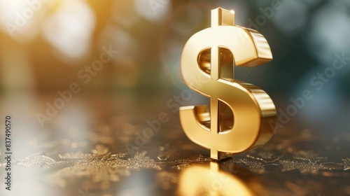 golden dollar sign sitting on top of a table generative ai