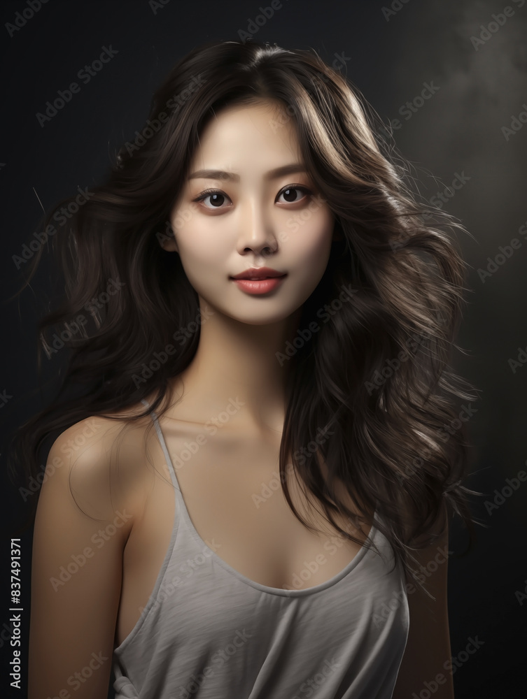 Glamorous Portrait of a Young Woman with Voluminous Hair
Glamorous Portrait of a Young Woman with Voluminous Hair