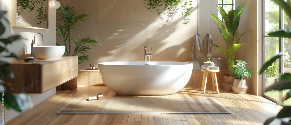 Fototapeta premium Stylish and functional minimalist bathroom setup