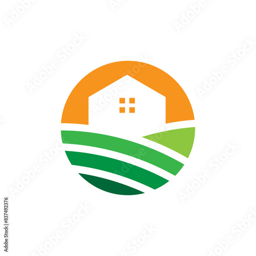 agriculture field circle colorful modern logo design vector