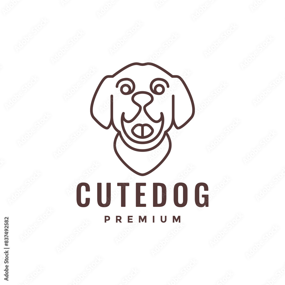 happy dog smile line mascot logo design vector happy dog smile line mascot logo design vector