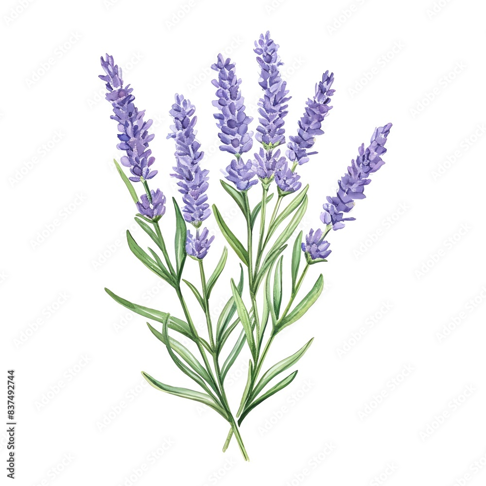 Fototapeta premium a watercolor illustration of Lavender clipart, herb element, isolated on white background