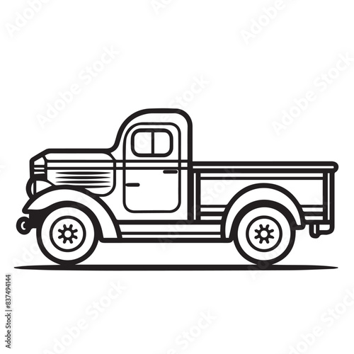 Truck in cartoon, doodle style . Image for t-shirt, web, mobile apps and ui. Isolated 2d vector illustration in logo, icon, sketch style, Eps 10, black and white. AI Generative