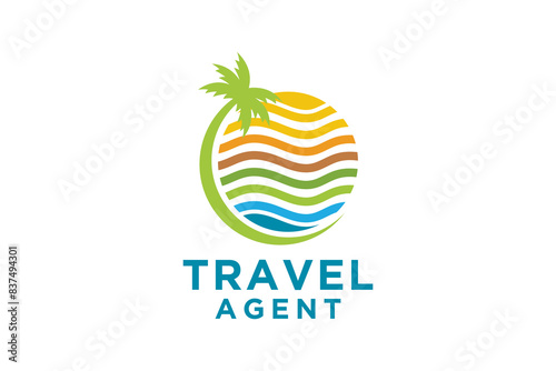 Travel tropic holiday logo template