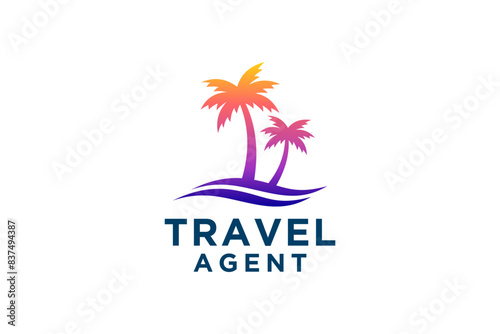 Travel tropic holiday logo template