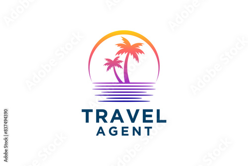 Travel tropic holiday logo template