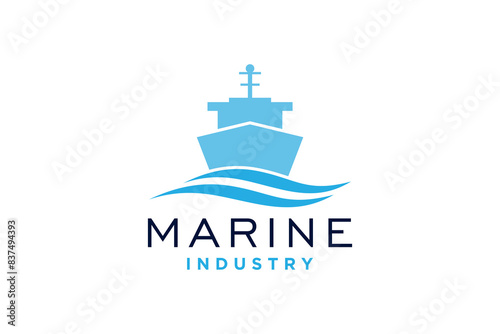 Boat ship sea sailing vector logo template