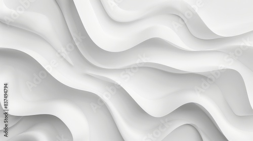 Seamless white wave-like shapes merge with a clean background, reflecting minimalist elegance. photo