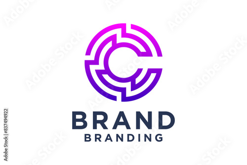 Letter C logo colorful gradient template