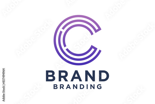 Letter C logo colorful gradient template