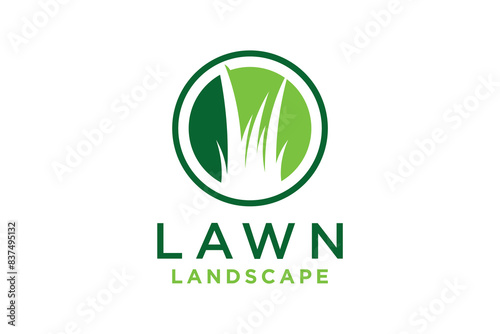 Landscape logo design for lawn vector template