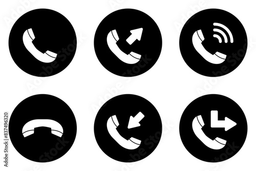 incoming, outgoing, forward, answer, phone call icons set