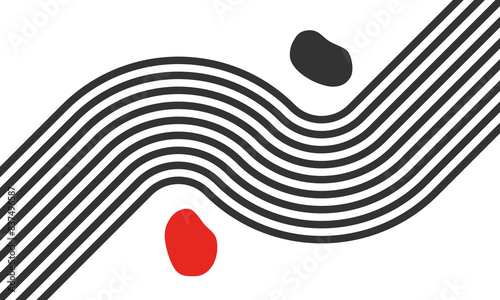 Wave parallel lines. Meditation zen garden top view or life balance vector illustration.
