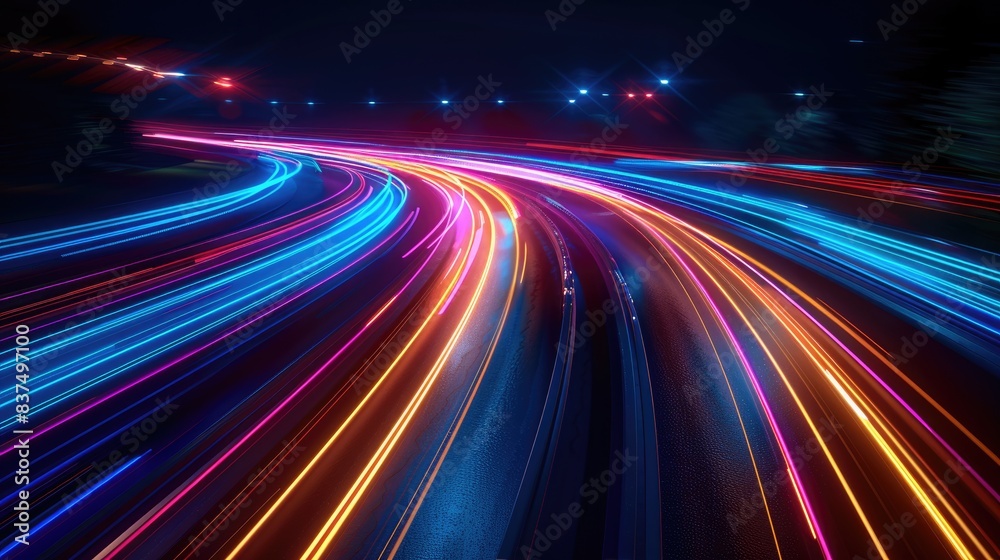 Dynamic high-speed data network with slick, glossy, and glowing lines of light Dynamic high-speed data network with slick, glossy, and glowing lines of light