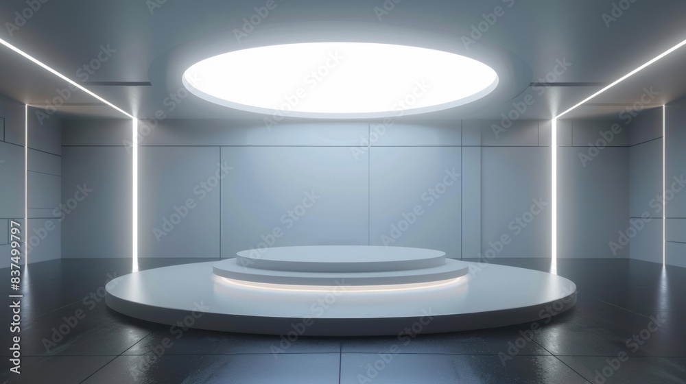 Circular podium in futuristic design Circular podium in futuristic design