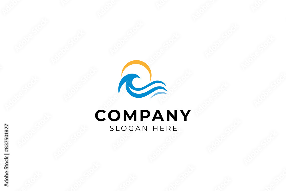 Blue Water Wave Line Layer for Sea Ocean Beach Aquatic Logo Design Blue Water Wave Line Layer for Sea Ocean Beach Aquatic Logo Design